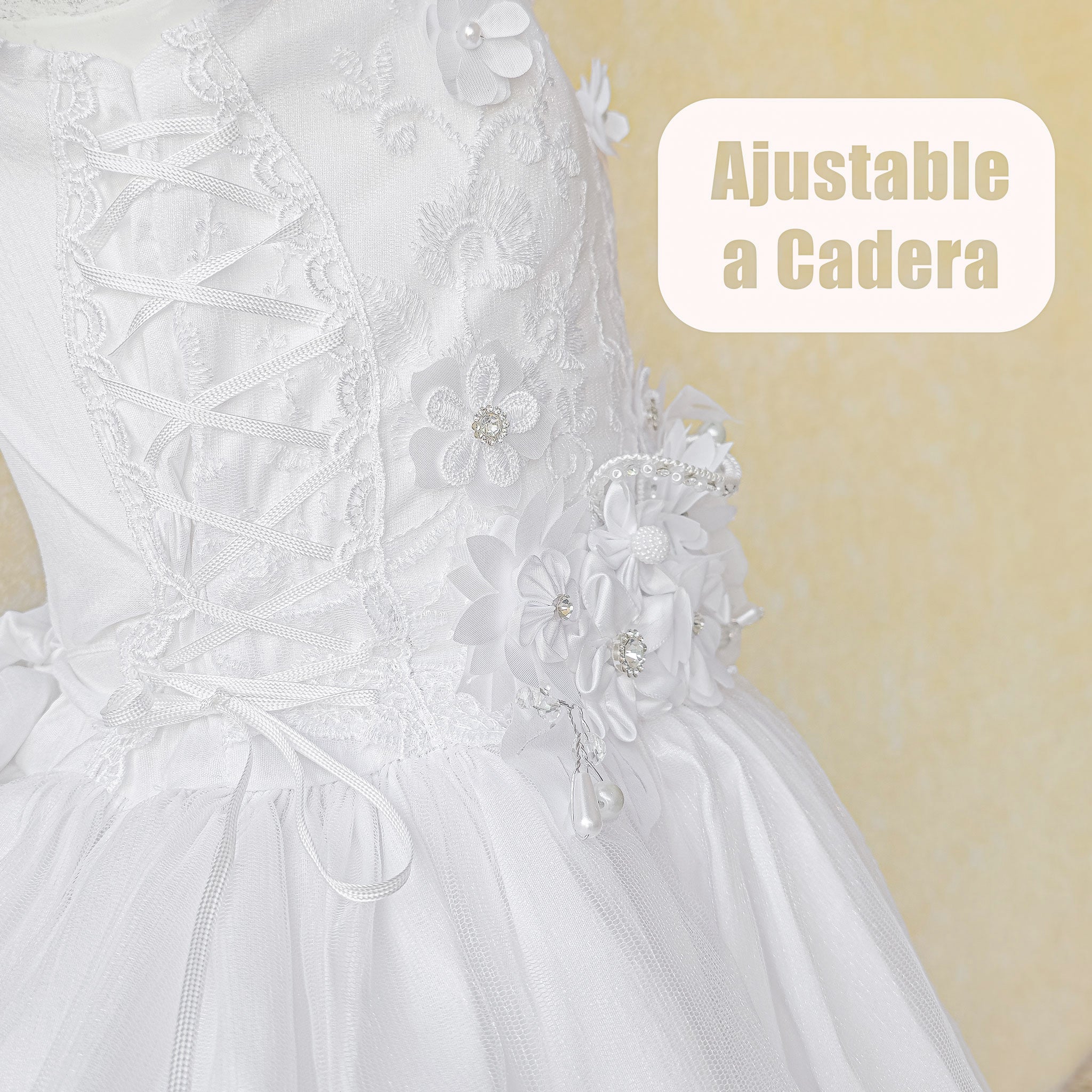 Vestido primera comunión desmontable en color blanco modelo emilia foto 7