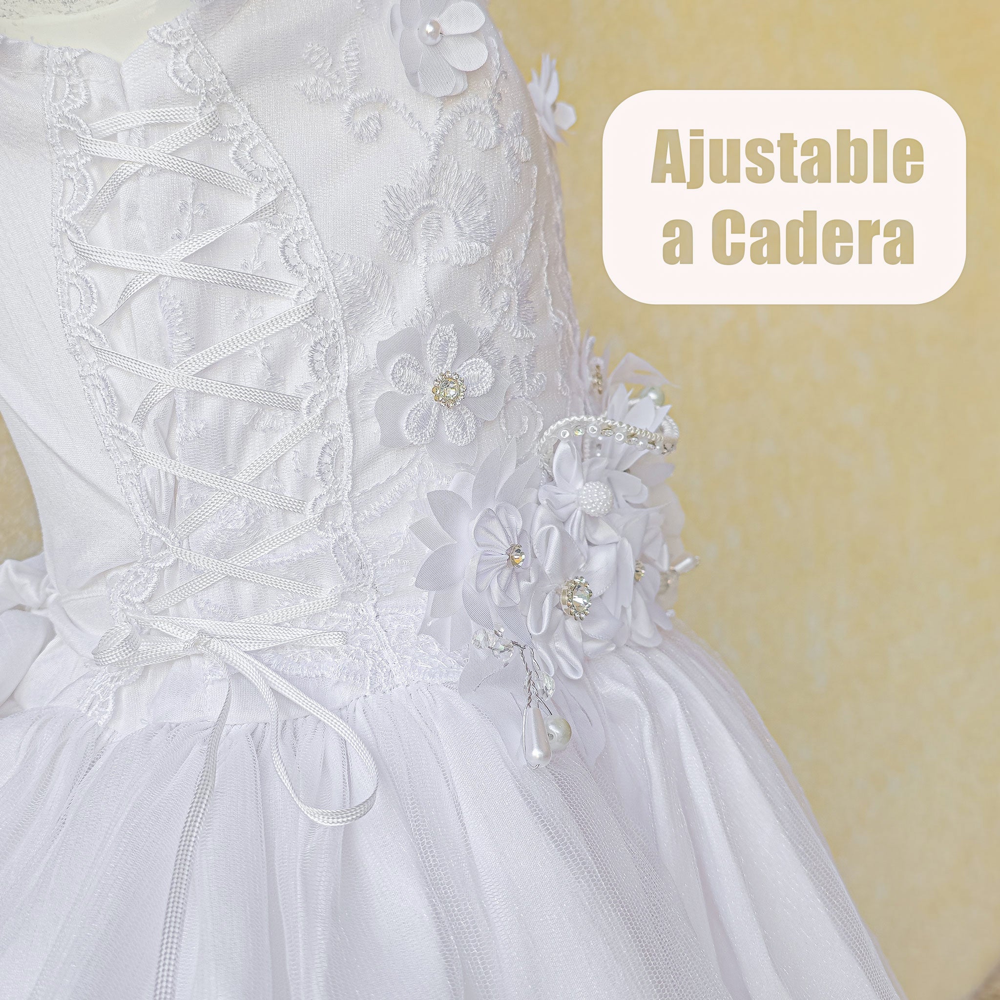 Vestido primera comunión desmontable en color blanco modelo emilia foto 7