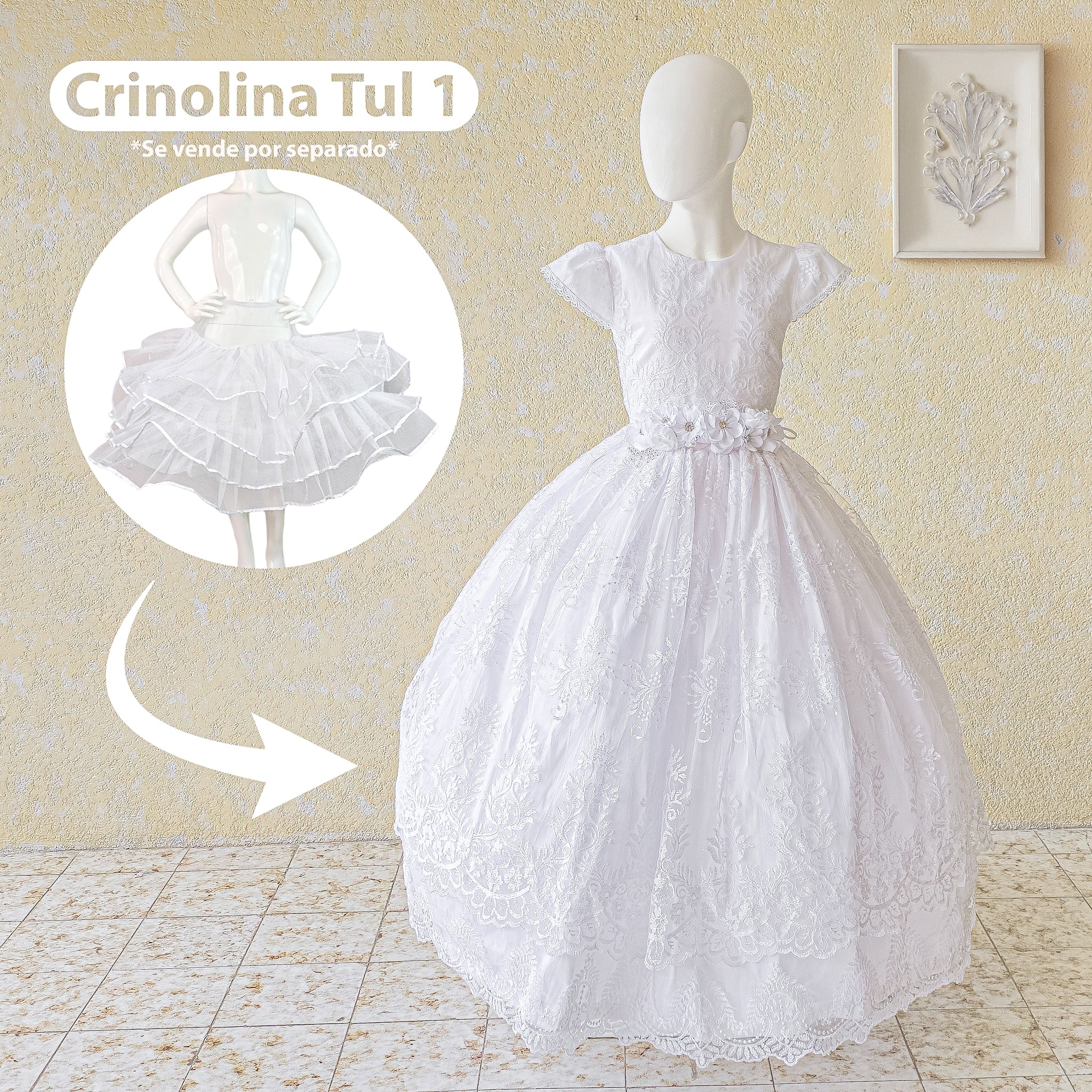 Vestido primera comunión en color blanco modelo kristel foto 4