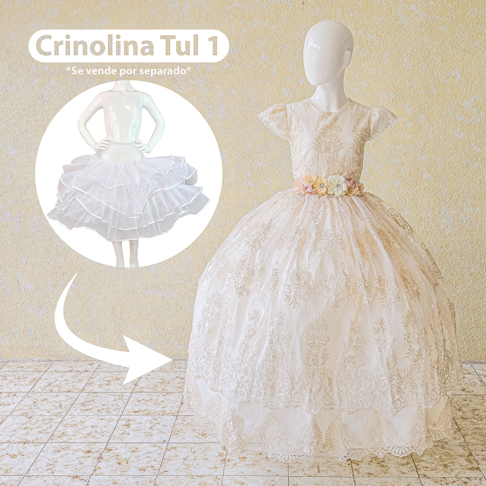 Vestido primera comunión en color beige modelo kristel foto