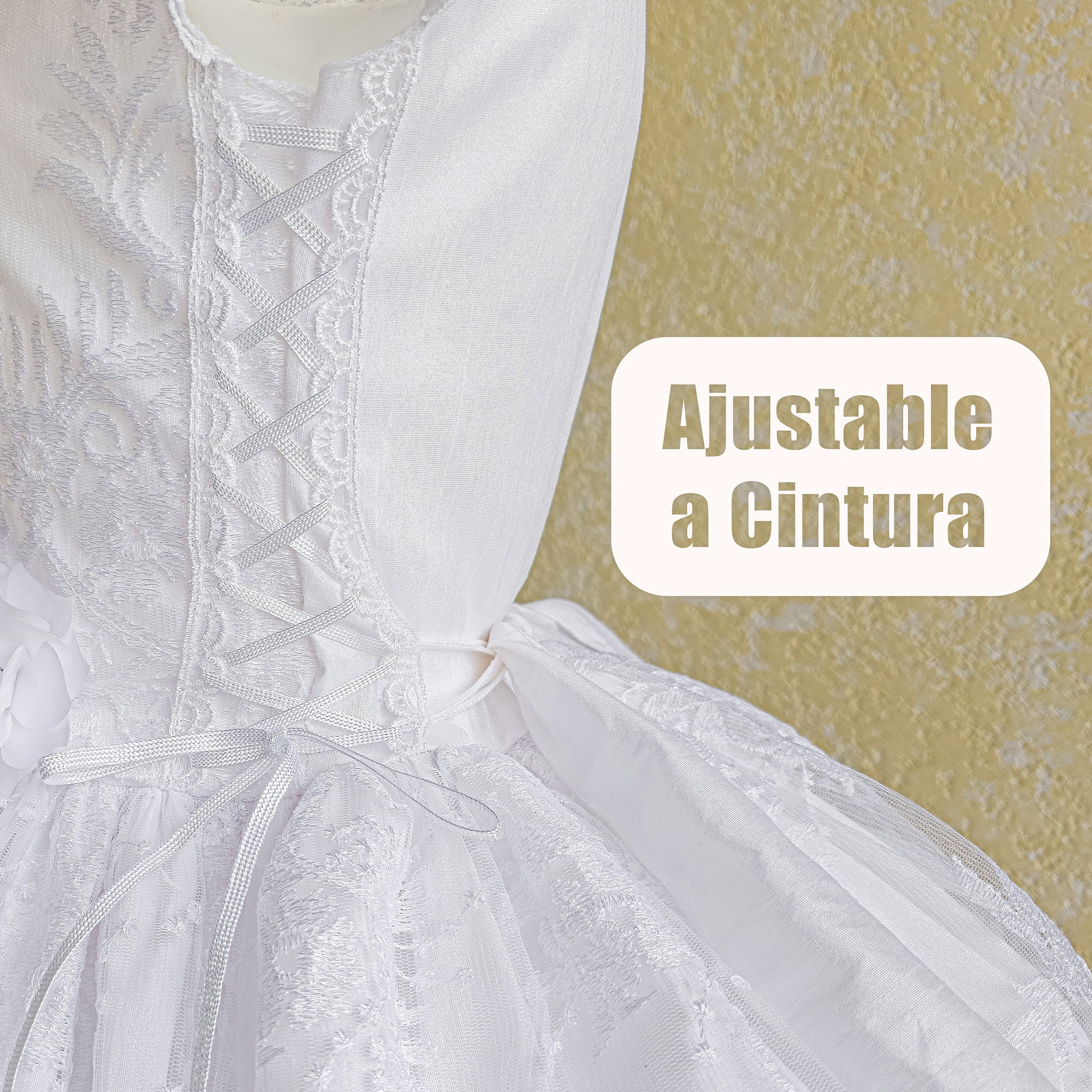 Vestido primera comunión en color blanco modelo kristel foto 5