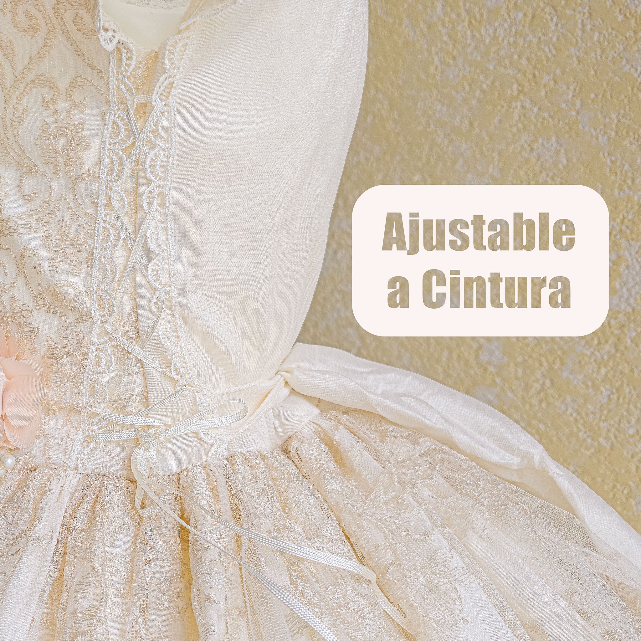 Vestido primera comunión en color beige modelo kristel foto 5