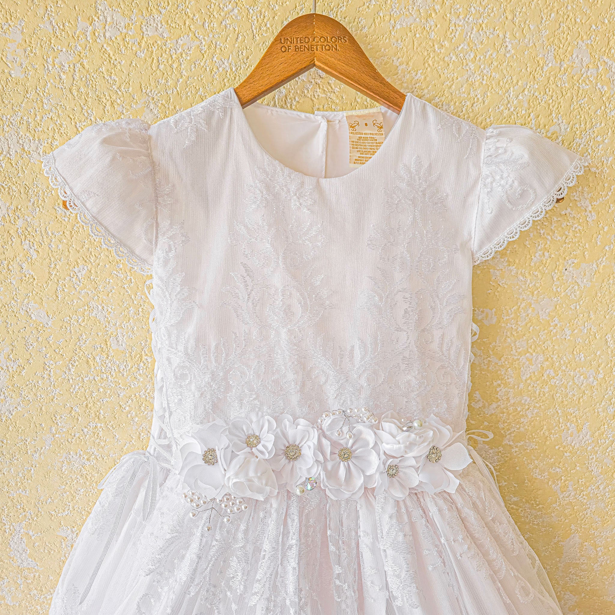 Vestido primera comunión en color blanco modelo kristel foto 3