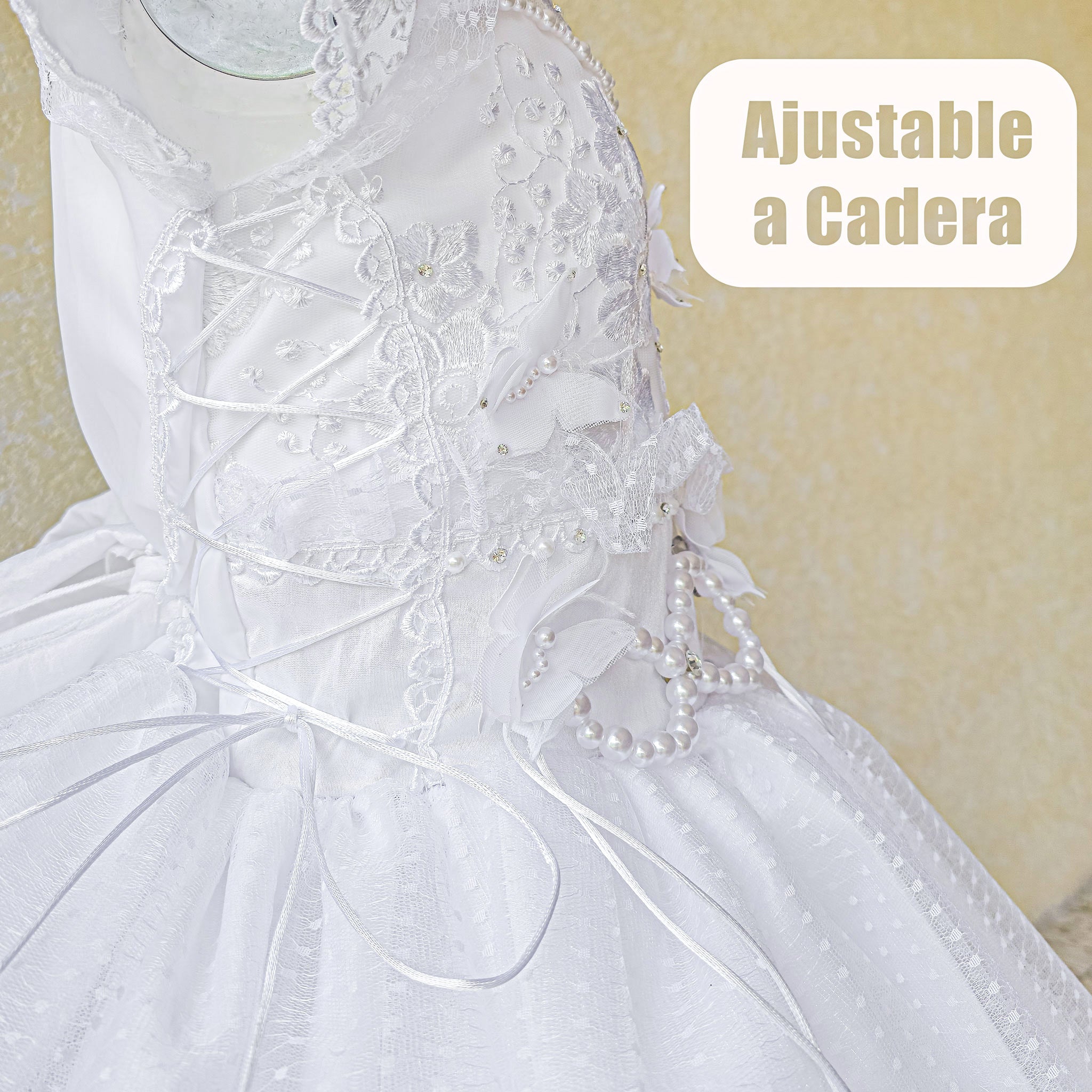 Vestido primera comunión color blanco modelo lluvia foto 6