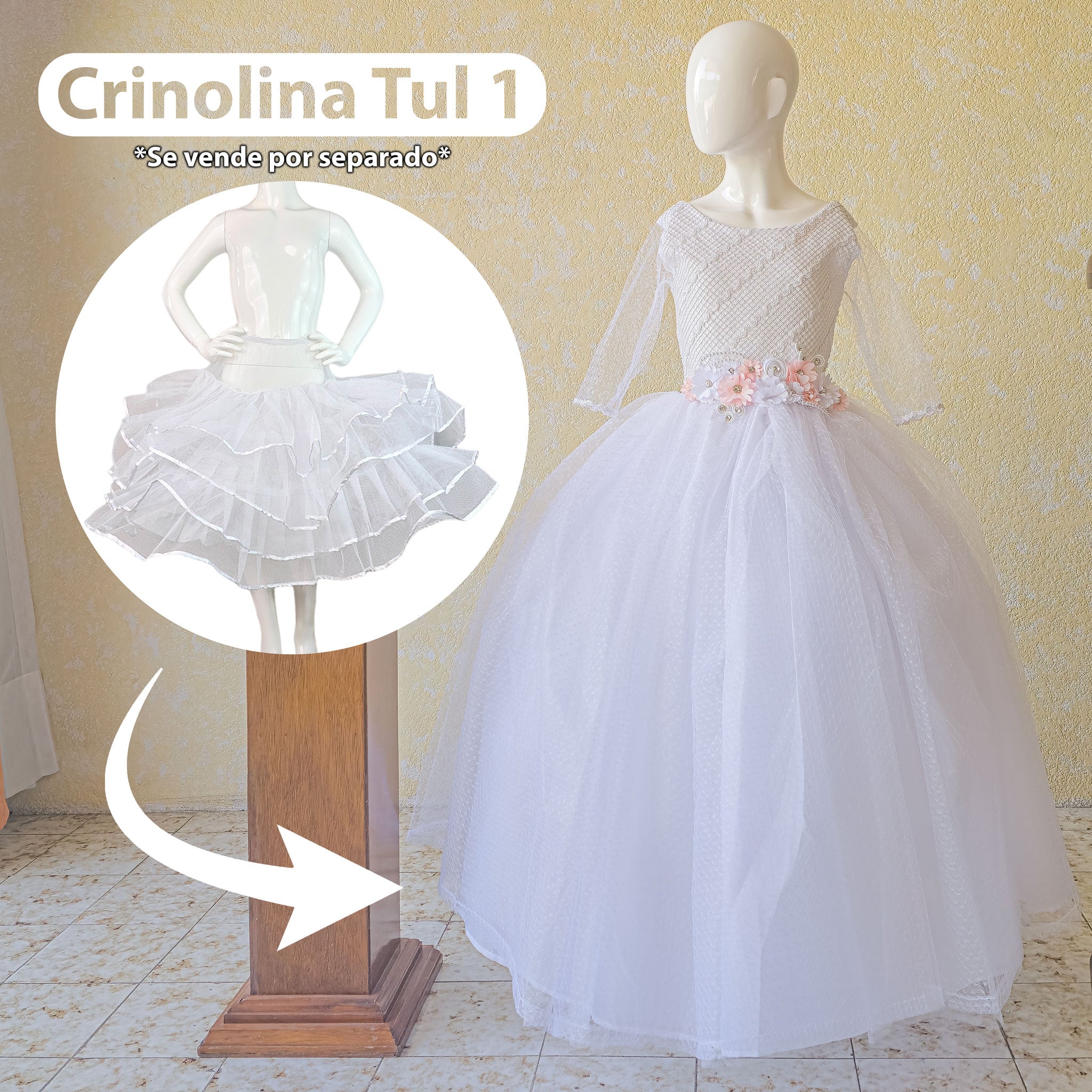 Vestido primera comunión de niña color blanco modelo mpc 012 foto 3