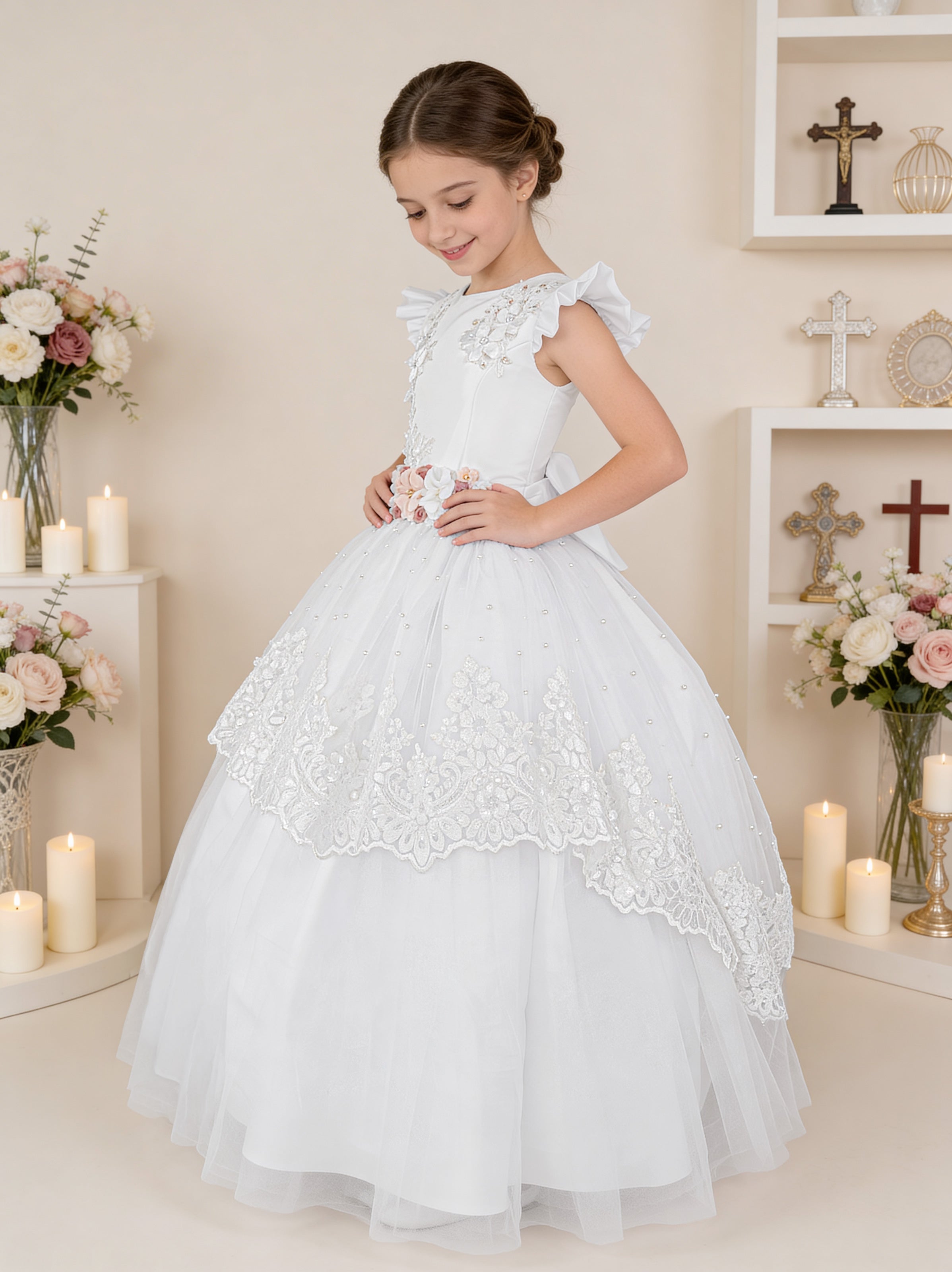 Vestido Primera Comunión Nicol con Flor