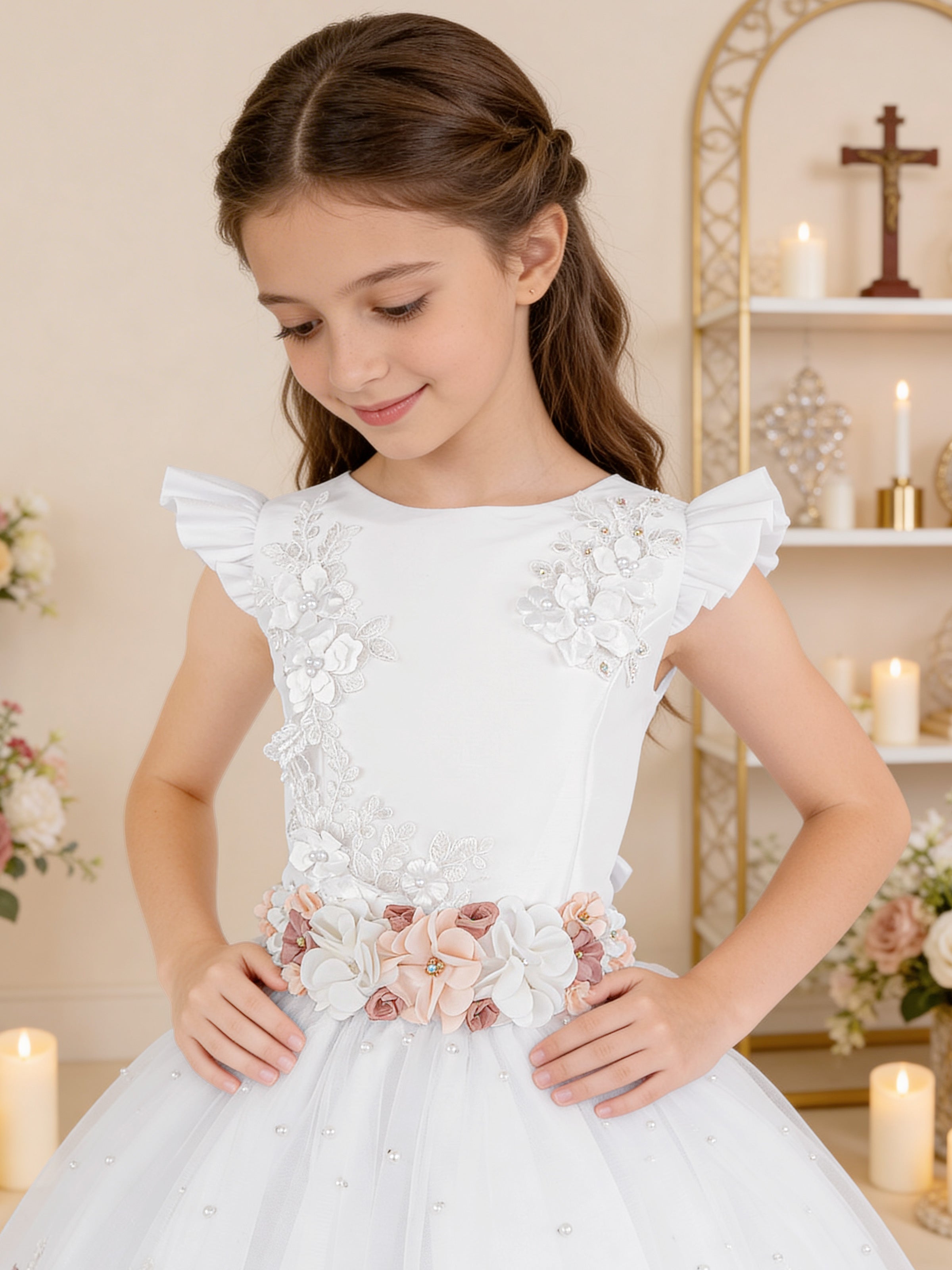 Vestido Primera Comunión Nicol con Flor