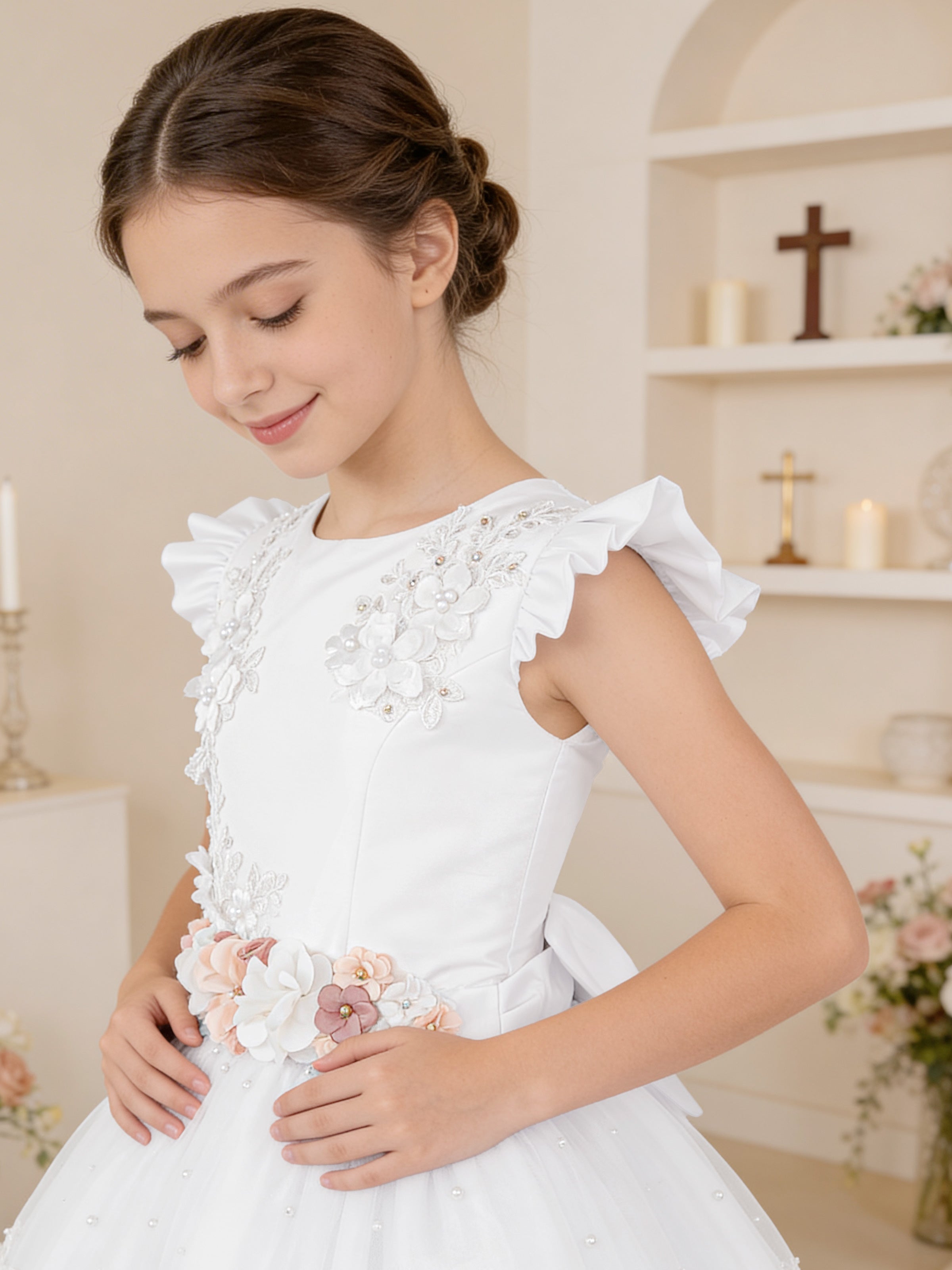 Vestido Primera Comunión Nicol con Flor
