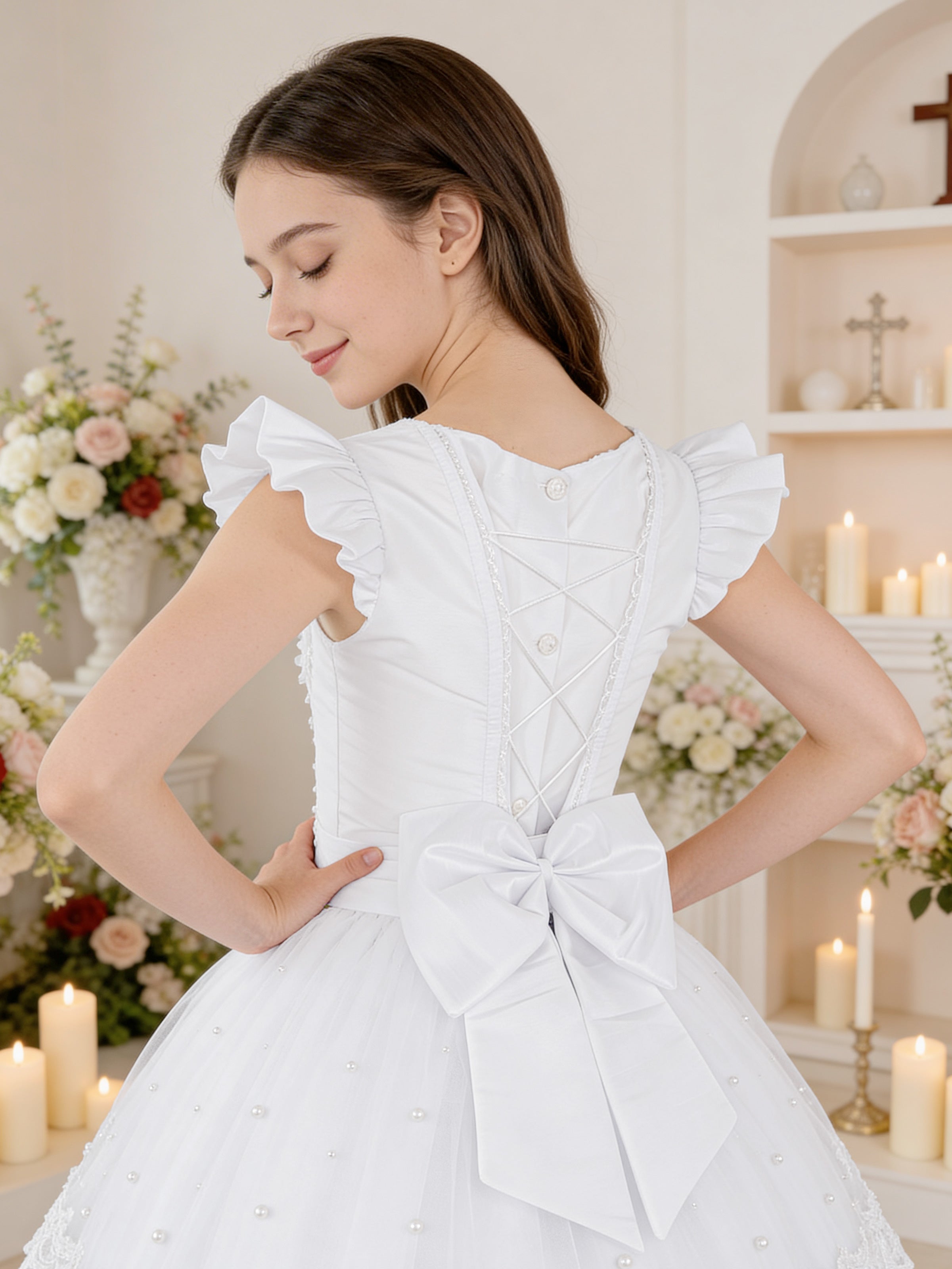 Vestido Primera Comunión Nicol con Flor