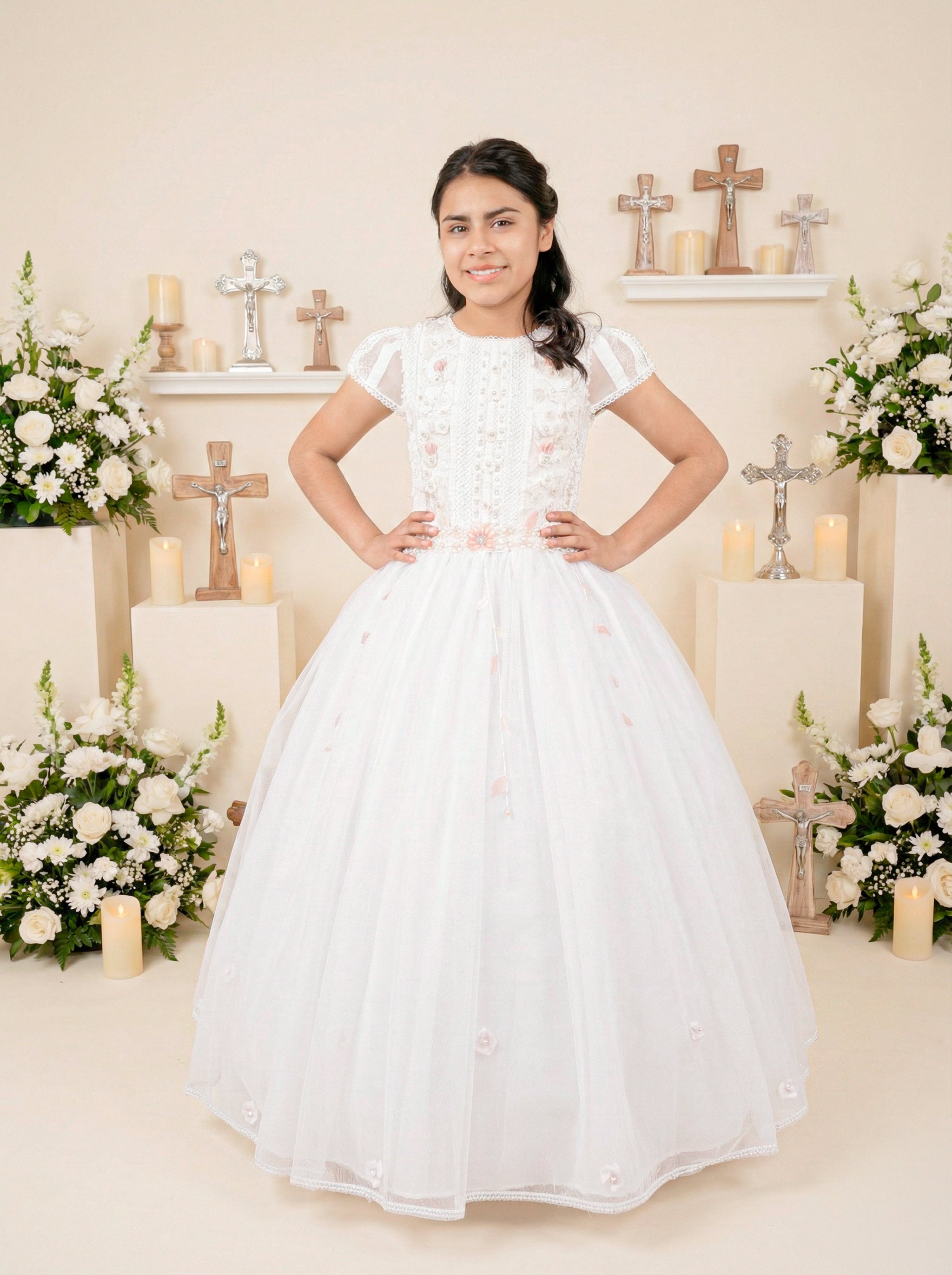 Vestido Primera Comunión Rosa 2