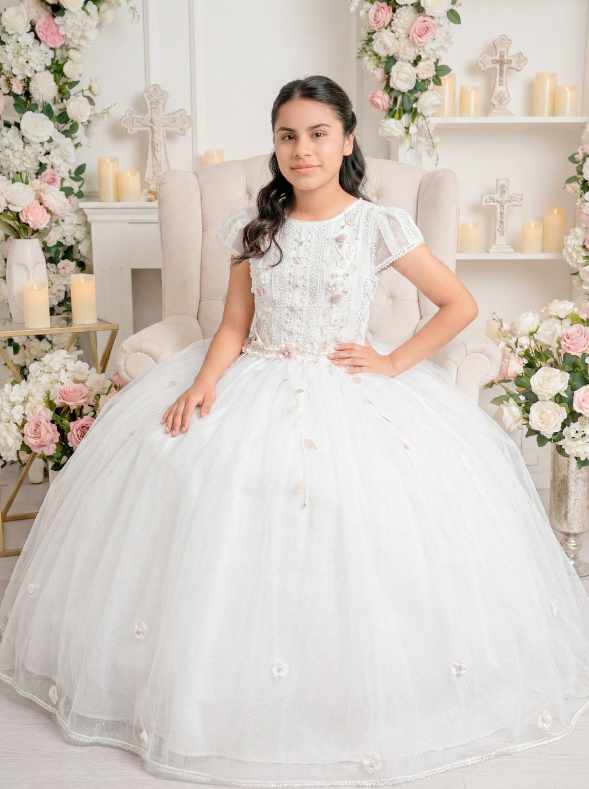Vestido Primera Comunión Rosa 2
