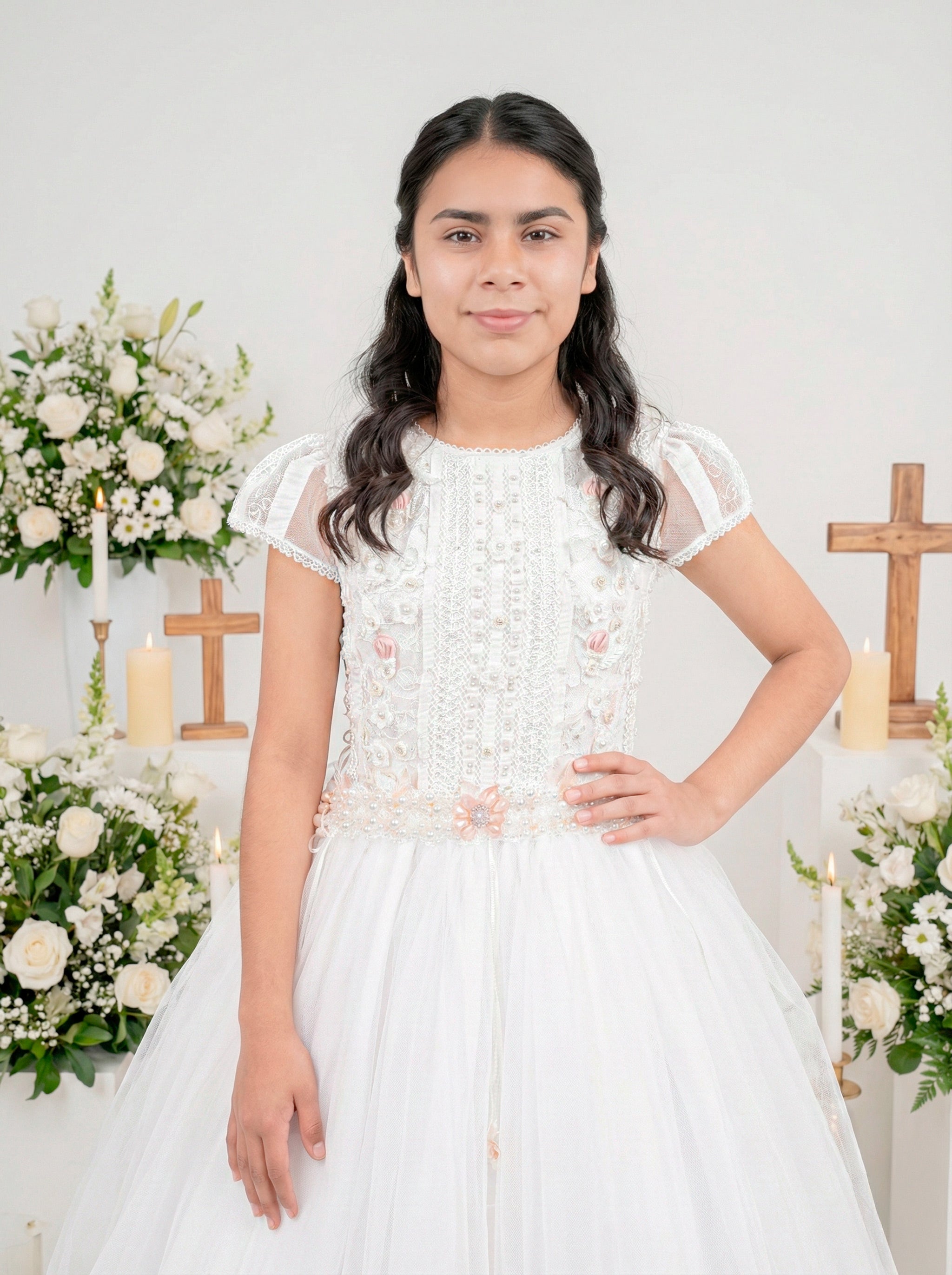 Vestido Primera Comunión Rosa 2
