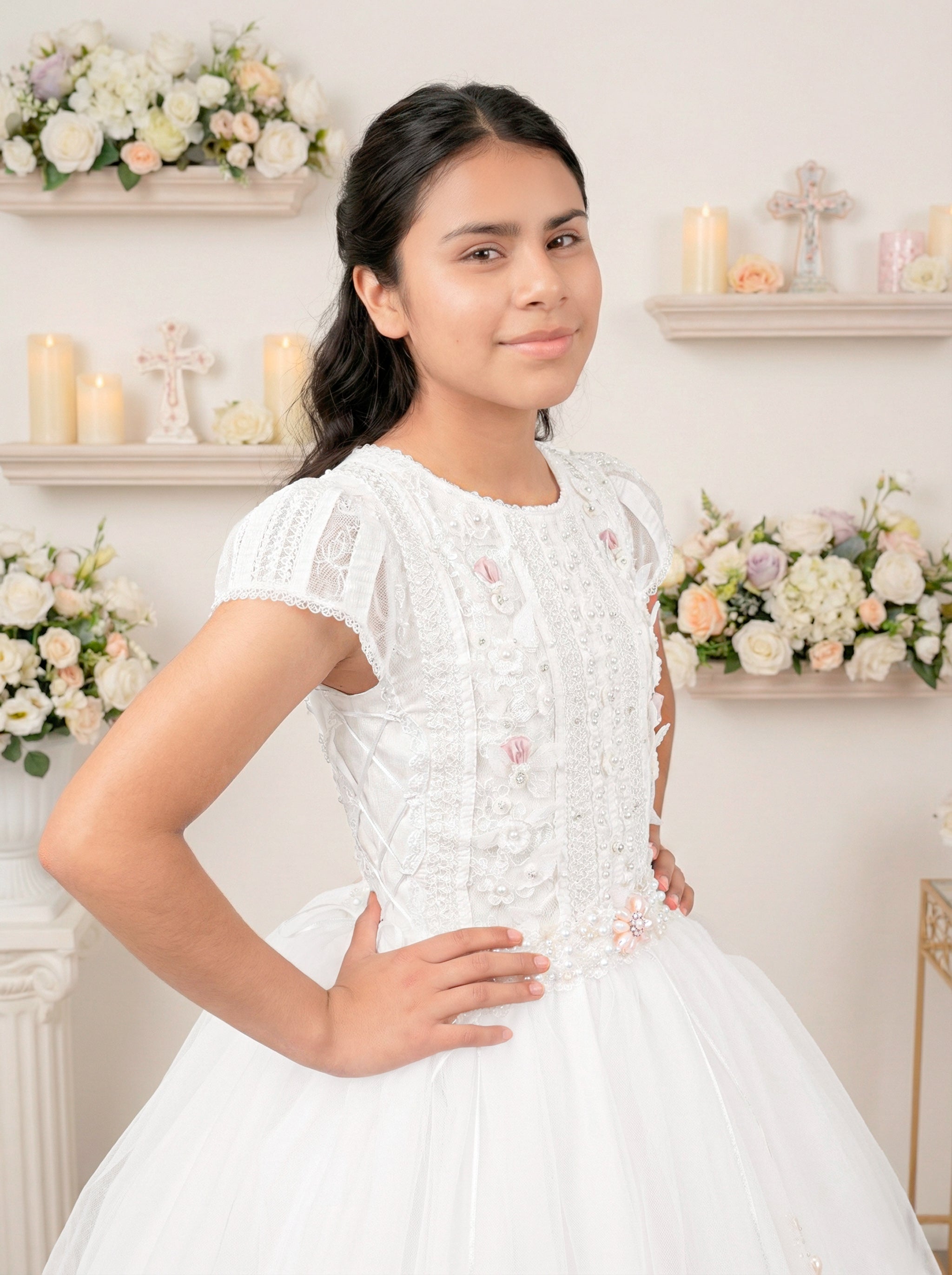 Vestido Primera Comunión Rosa 2