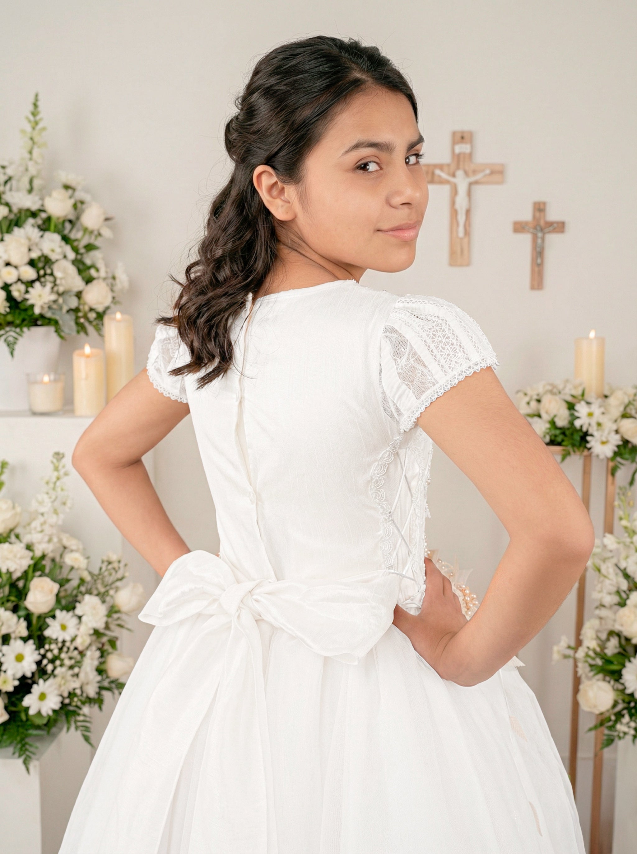 Vestido Primera Comunión Rosa 2