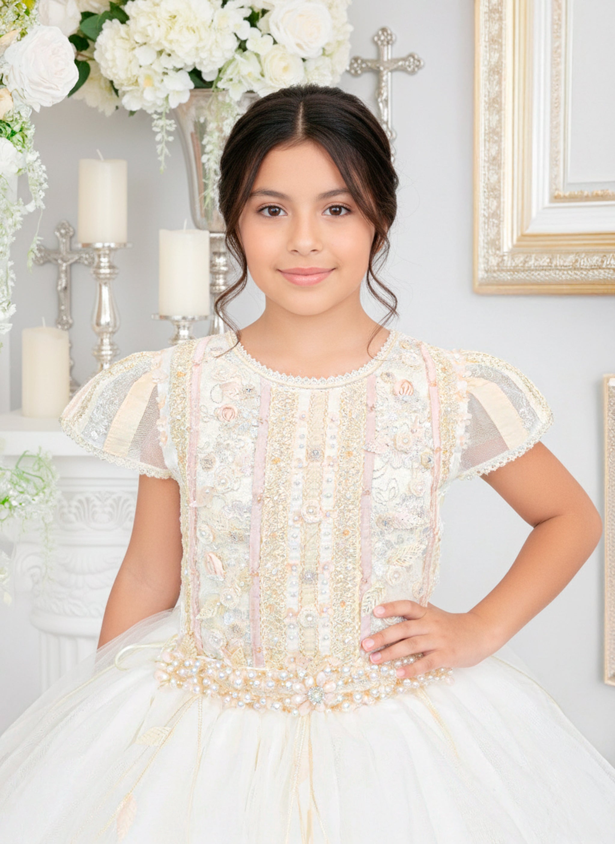 Vestido Primera Comunión Rosa 2