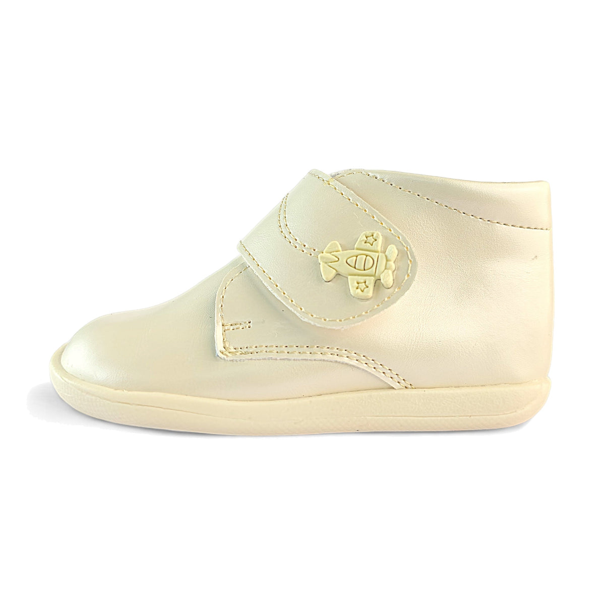 AMAZON-BLANCO Zapatos Bautizo Niño 512 hueso nacarado, vista lateral sobre fondo blanco