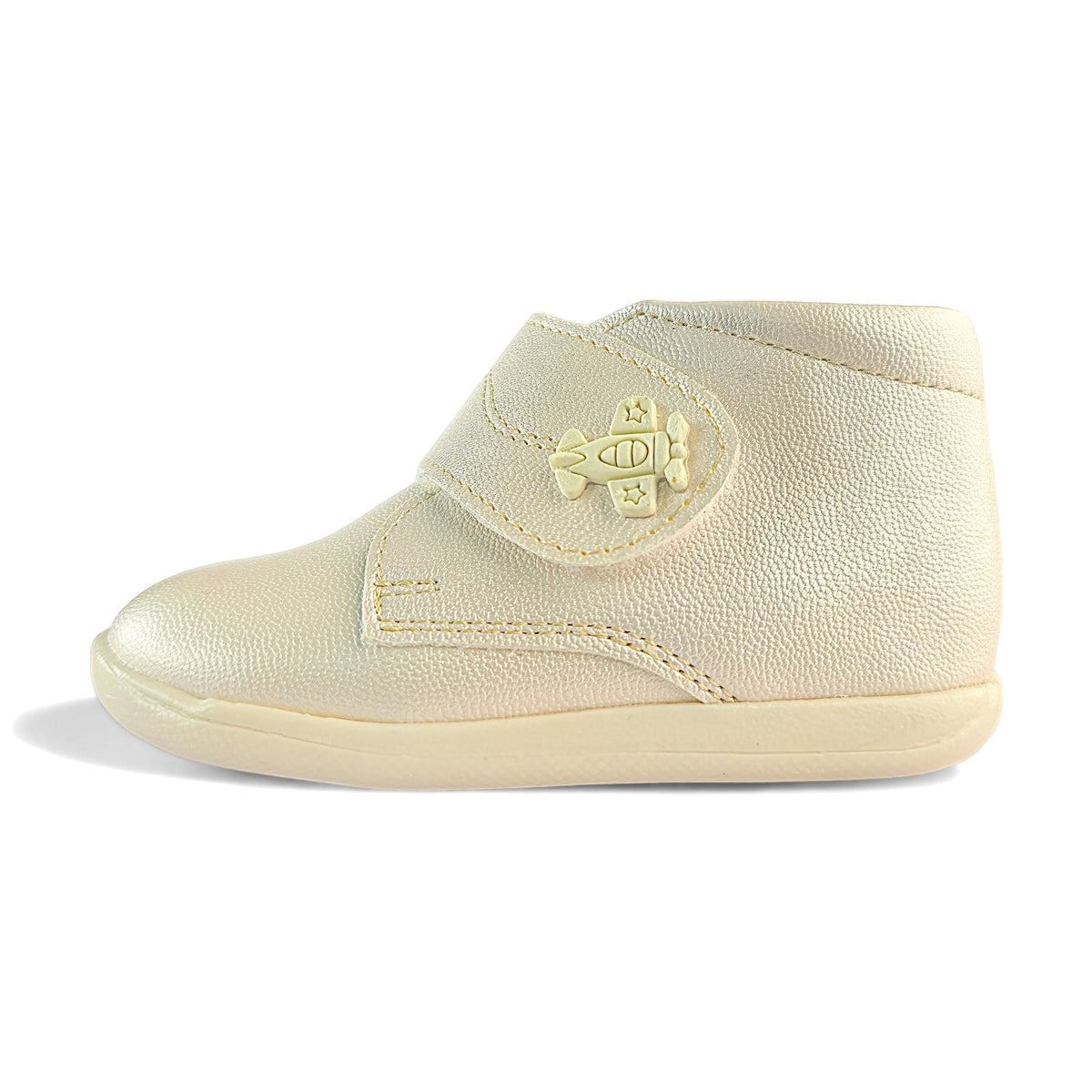AMAZON-BLANCO Zapatos Bautizo Niño 512 palomita, vista lateral sobre fondo blanco