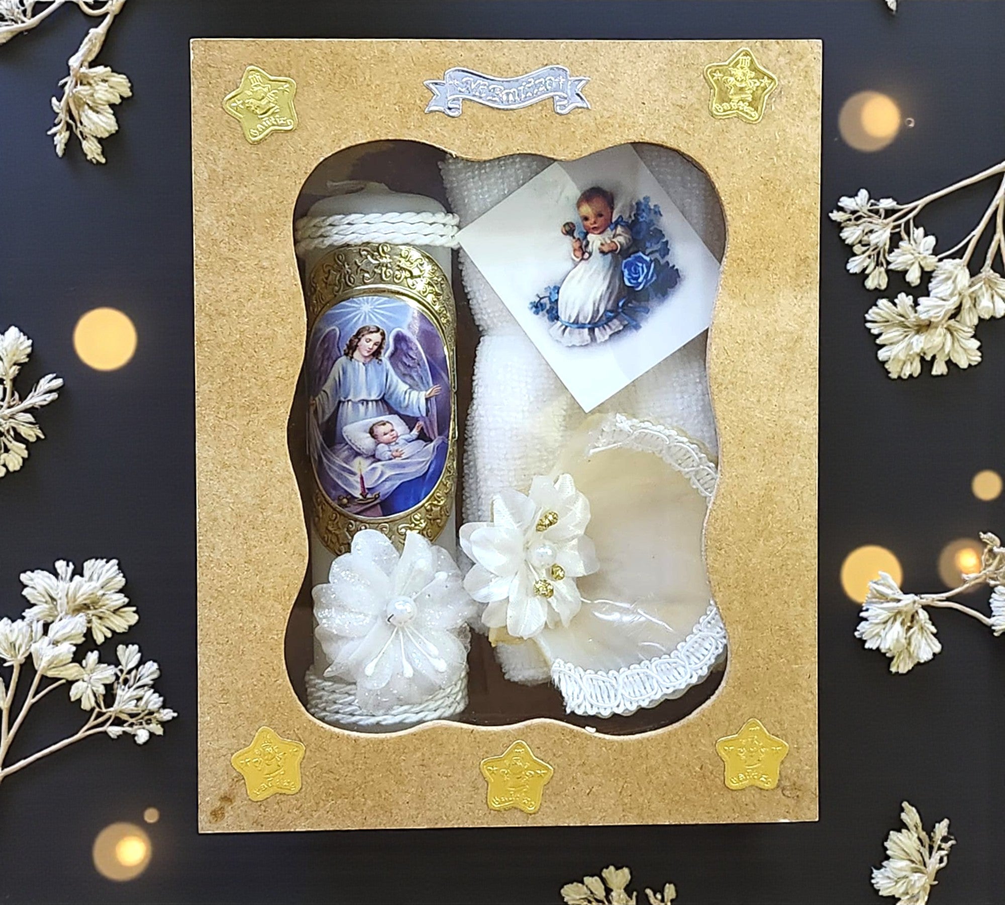 Kit de Vela Bautizo Madera Clara 04