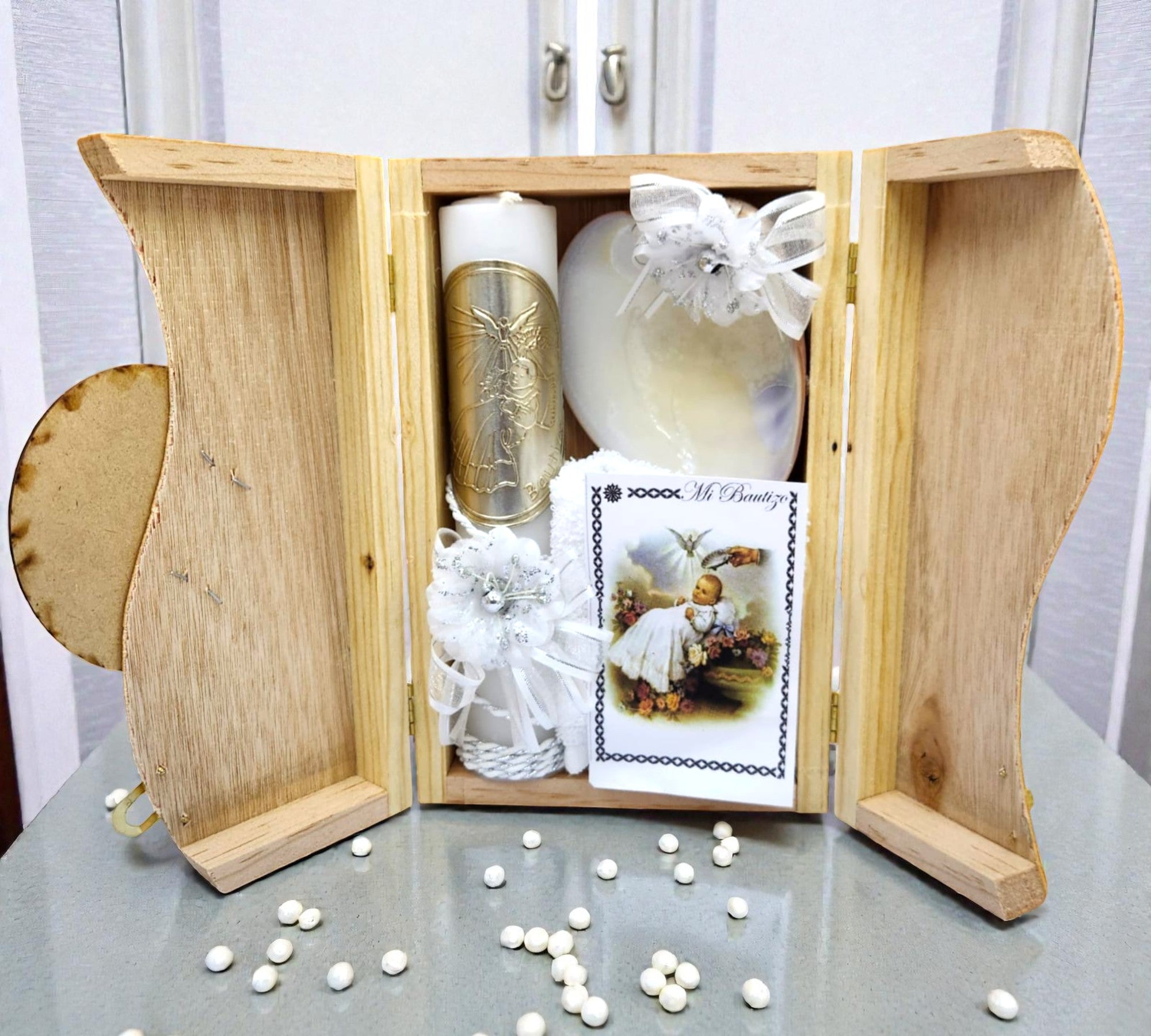 Kit de Vela Bautizo GBB-03 Madera Clara