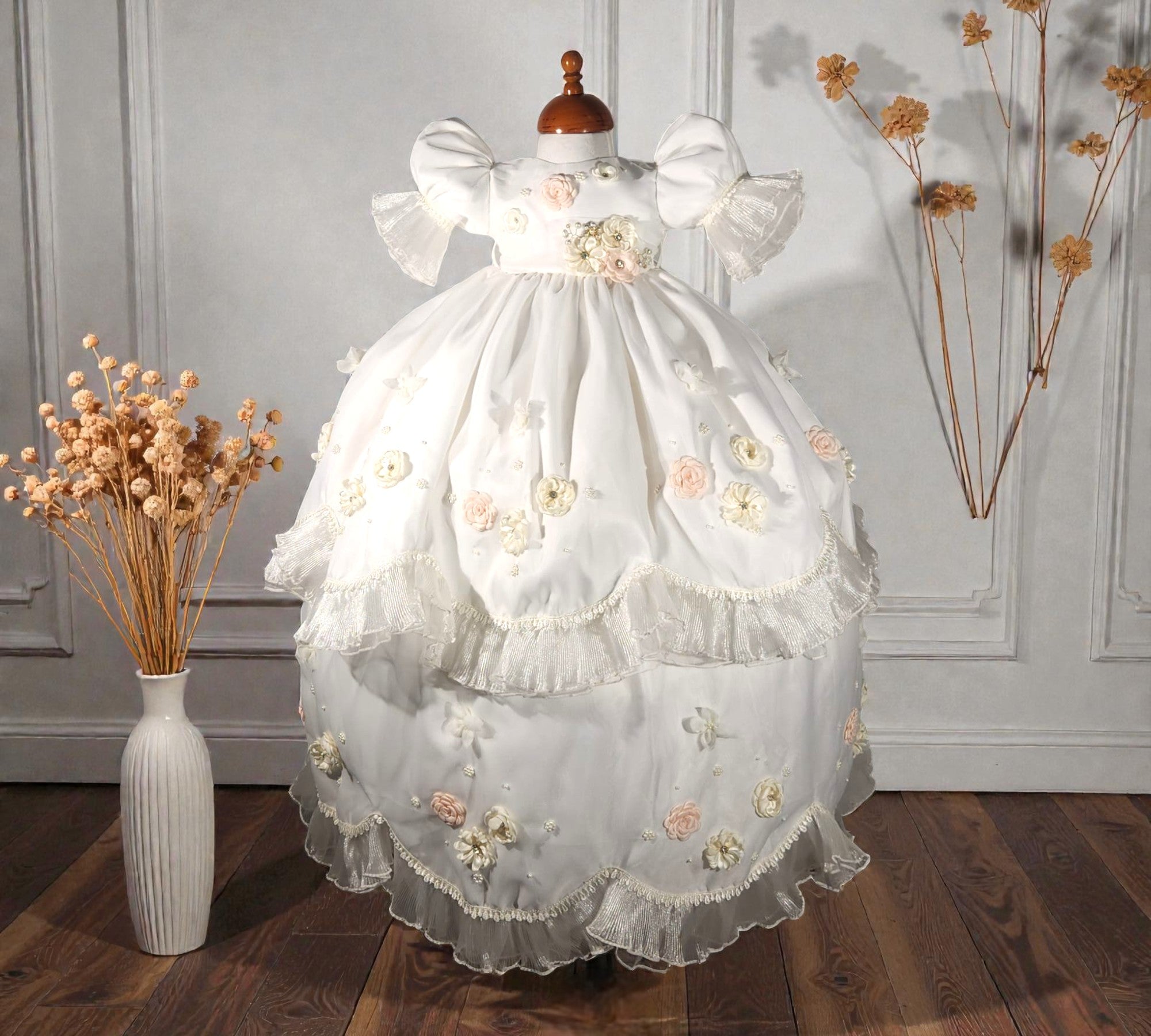 Ropón Niña Desmontable Hondas y Flores