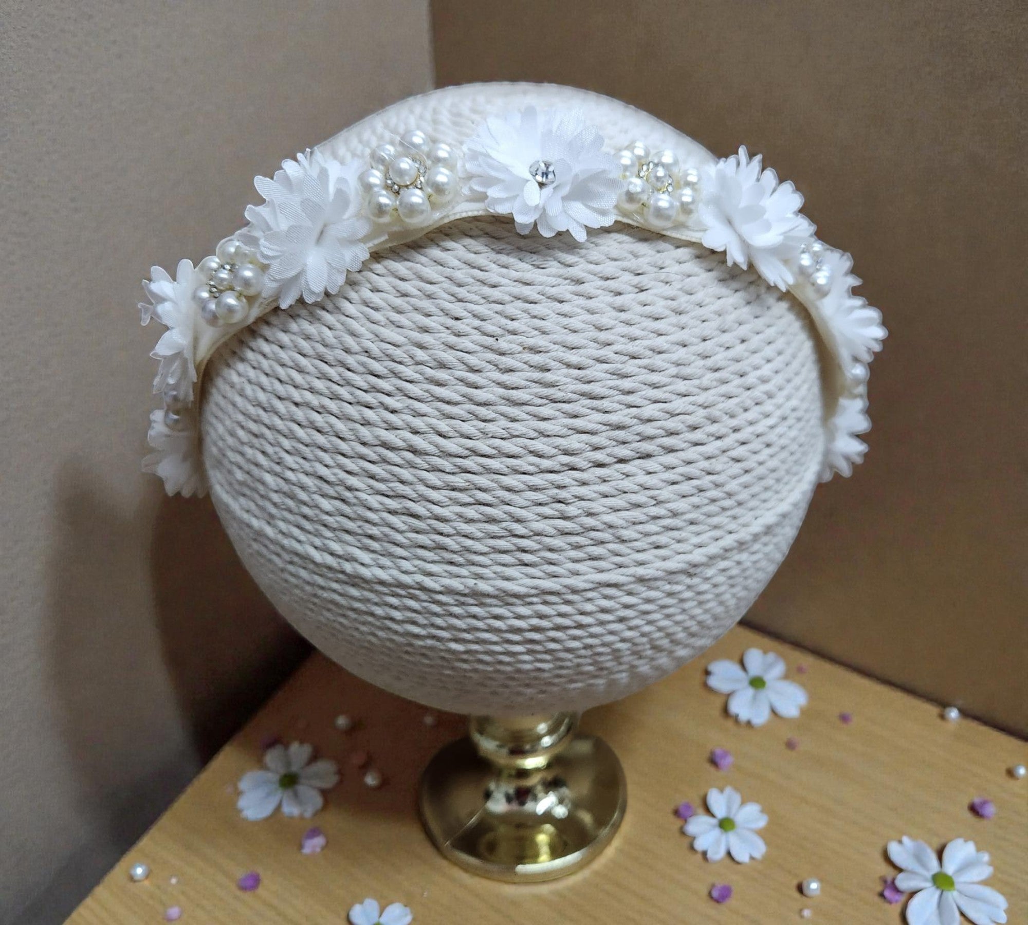 Corona Primera Comunion Flores Perla