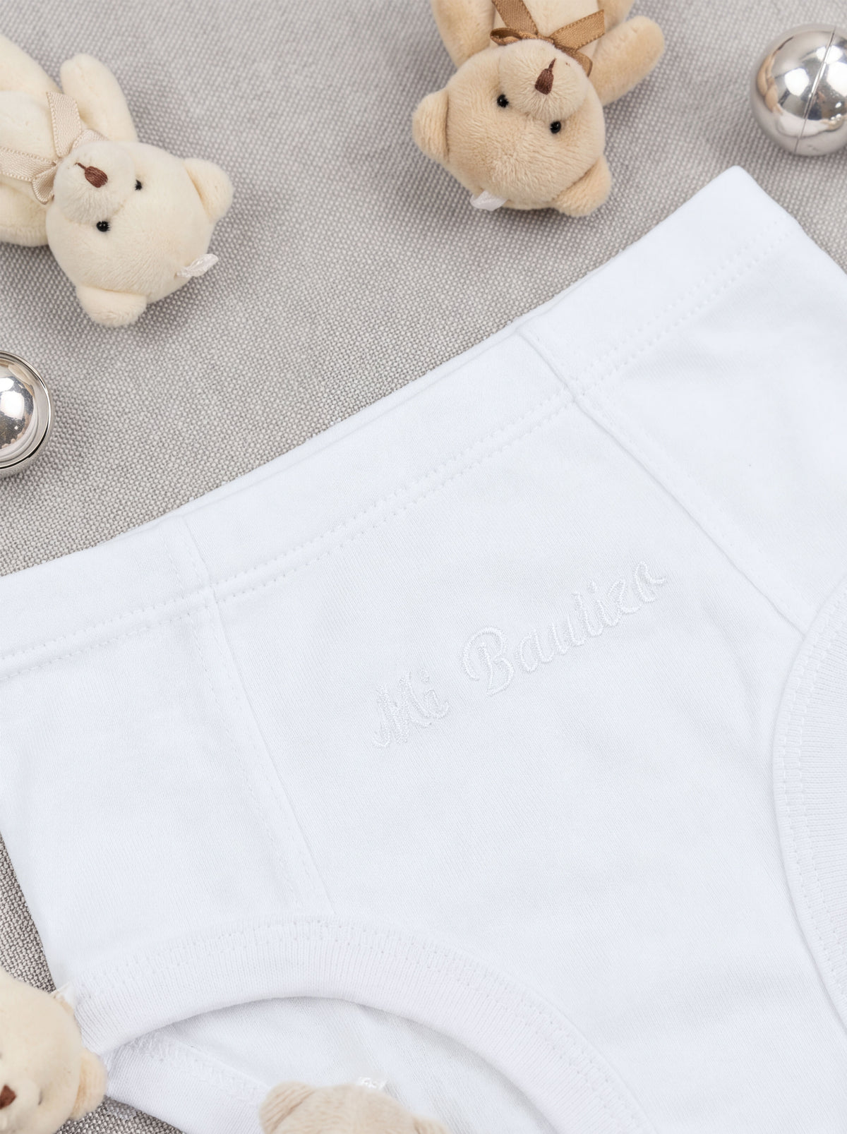Coordinado Bautizo 0194 blanco, calzón con Mi Bautizo bordado