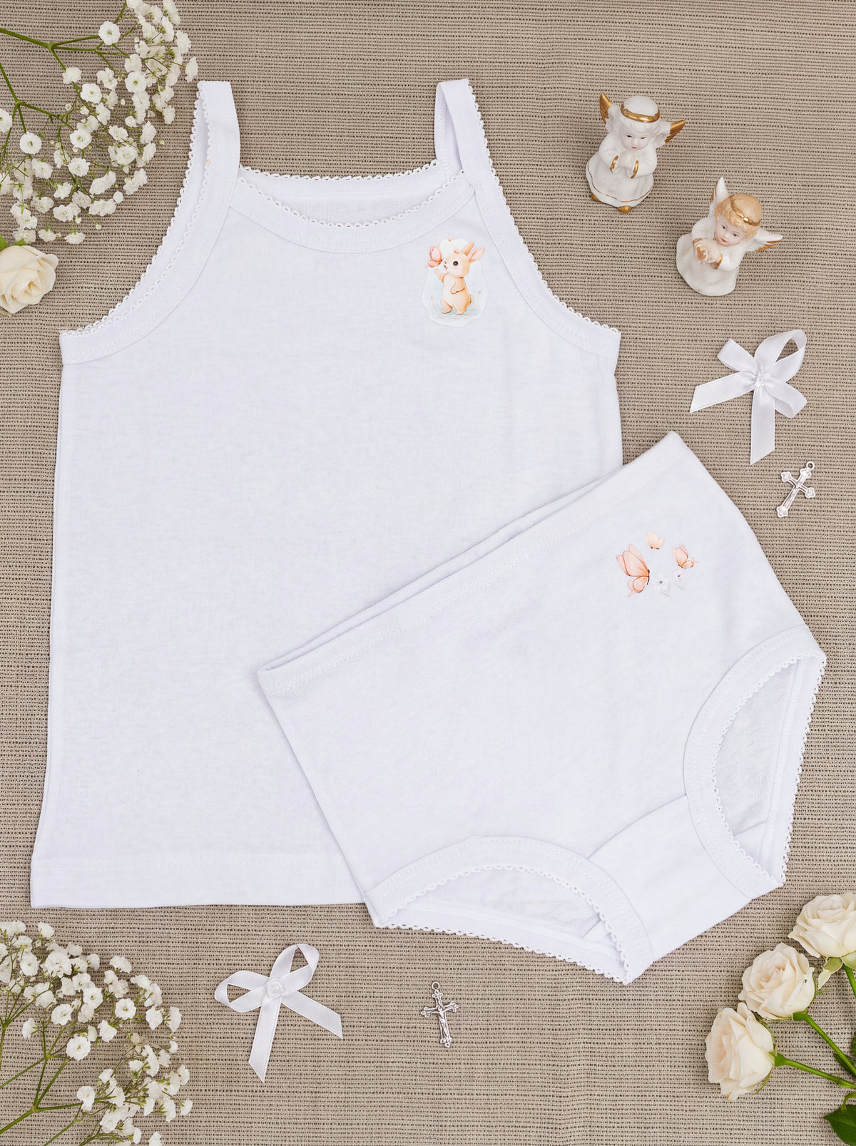 Coordinado Bautizo 088 blanco, conjunto de camiseta y calzón