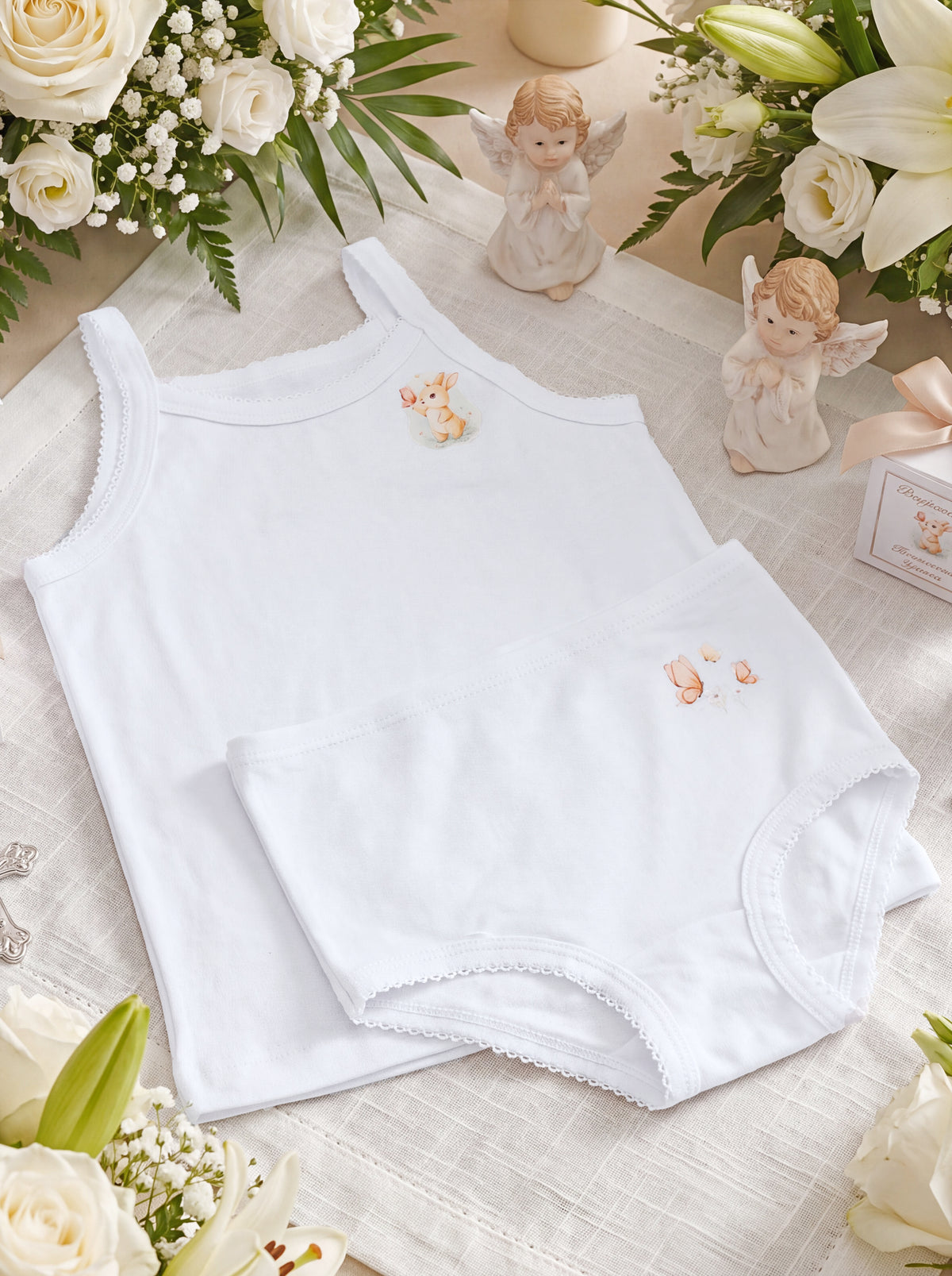 Coordinado Bautizo 088 blanco, conjunto de camiseta y calzón
