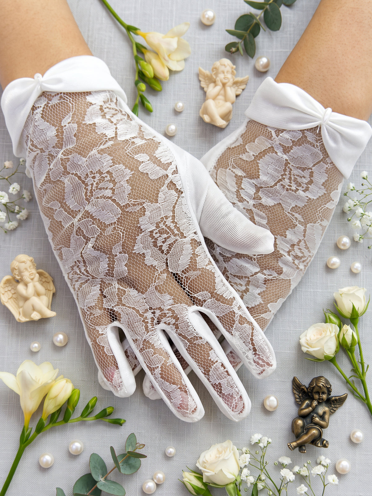 Guantes Primera Comunión Encaje Cortos