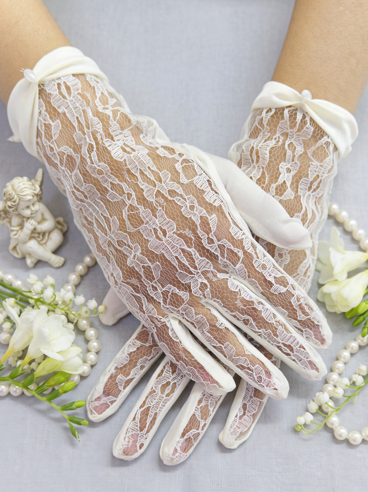 Guantes Primera Comunión Encaje Cortos