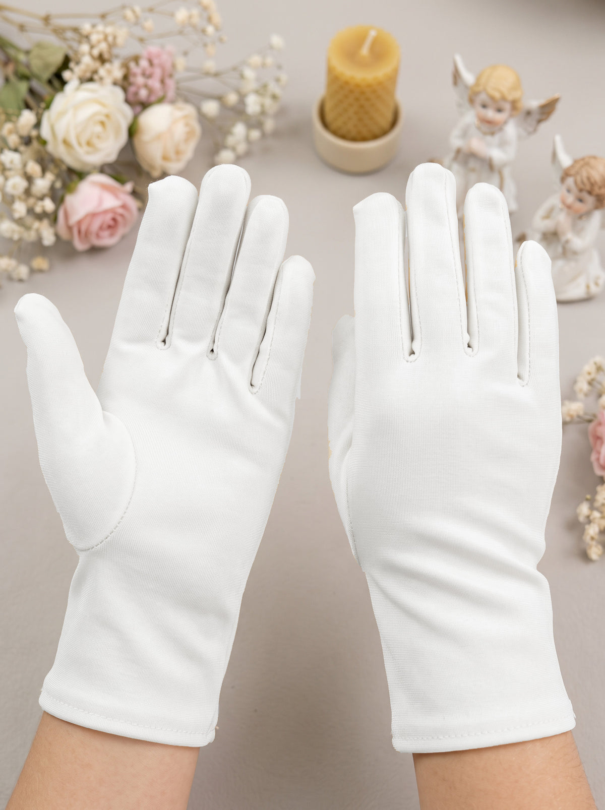 Guantes Primera Comunión Licra Liso Corto