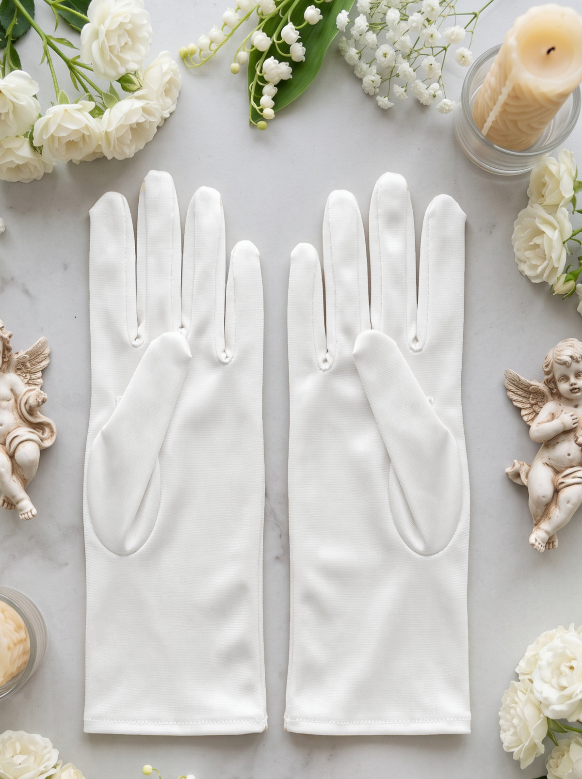 Guantes Primera Comunión Licra Liso Corto