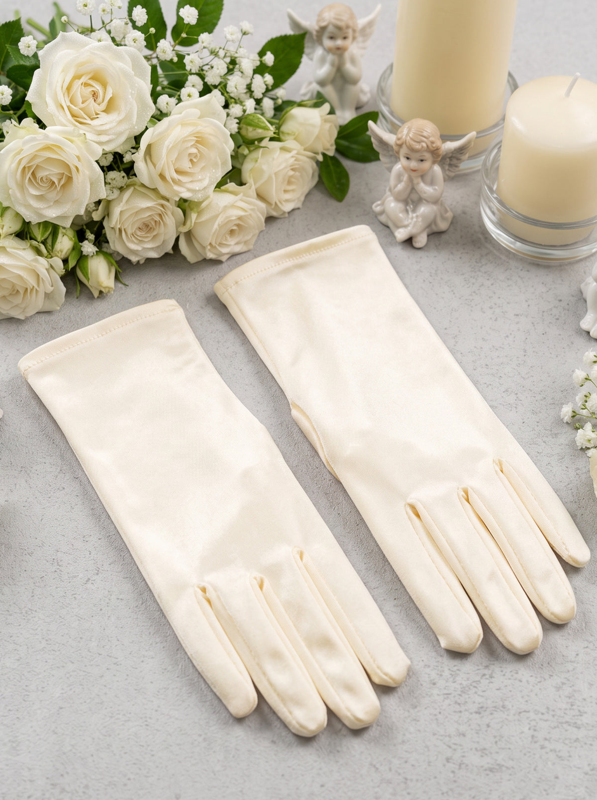 Guantes Primera Comunión Licra Liso Corto