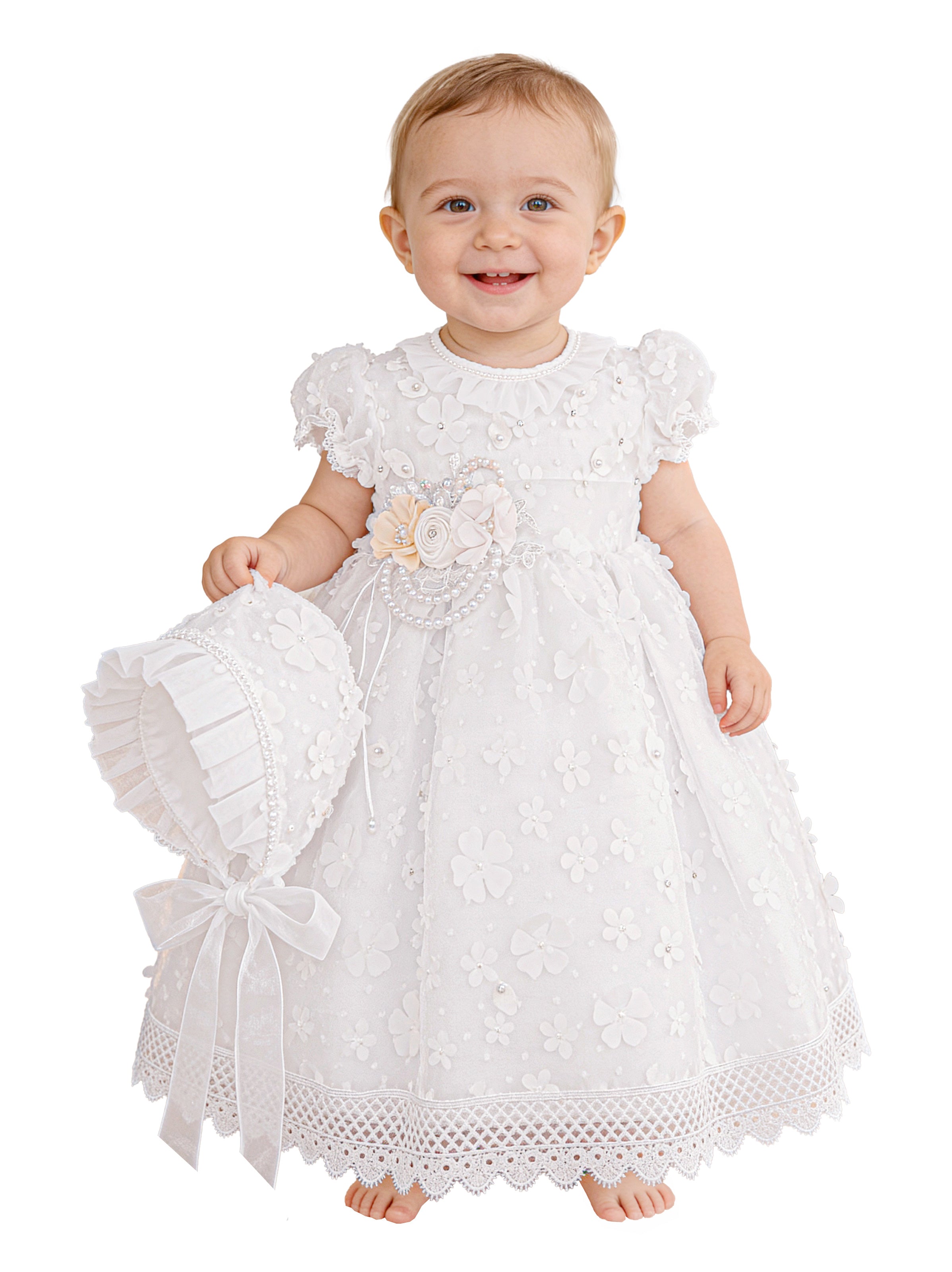 Vestido Bautizo Mini Lupita Hojitas