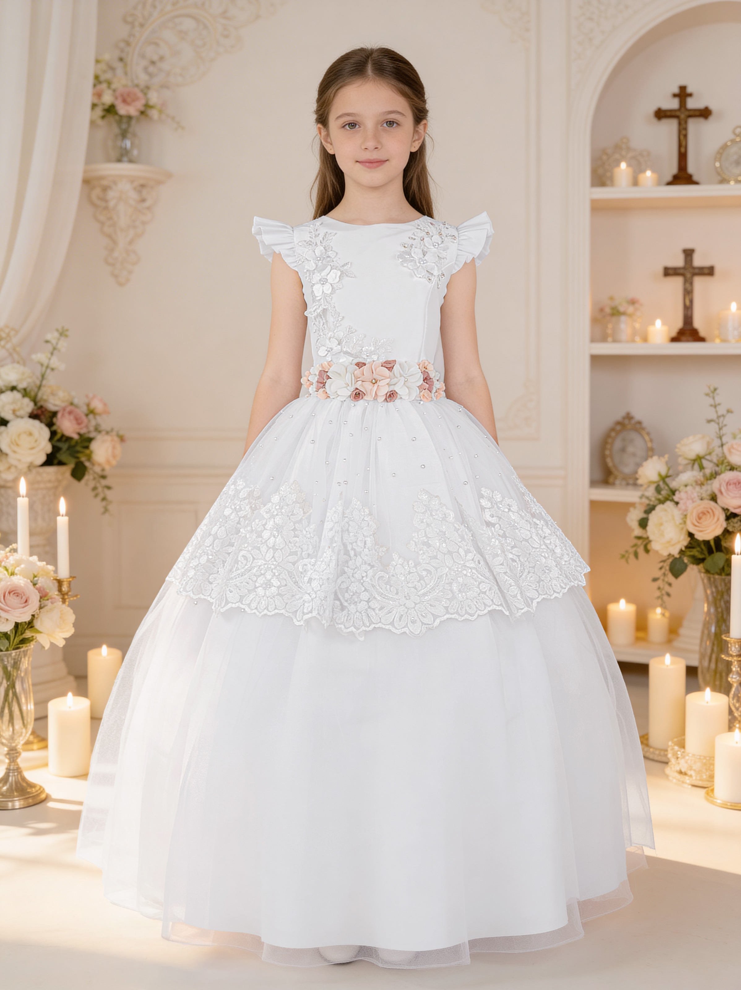 Vestido Primera Comunión Nicol con Flor