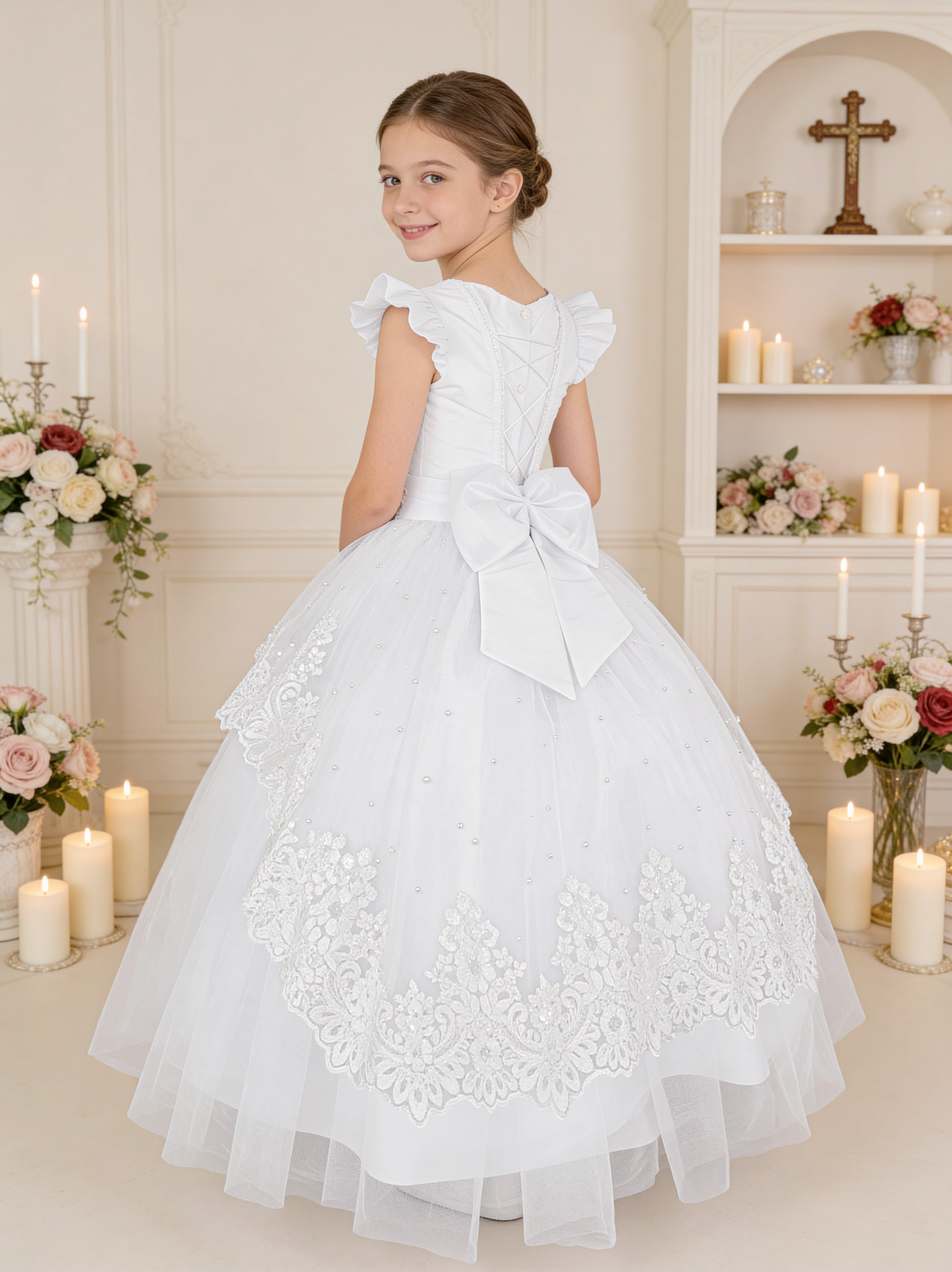 Vestido Primera Comunión Nicol con Flor