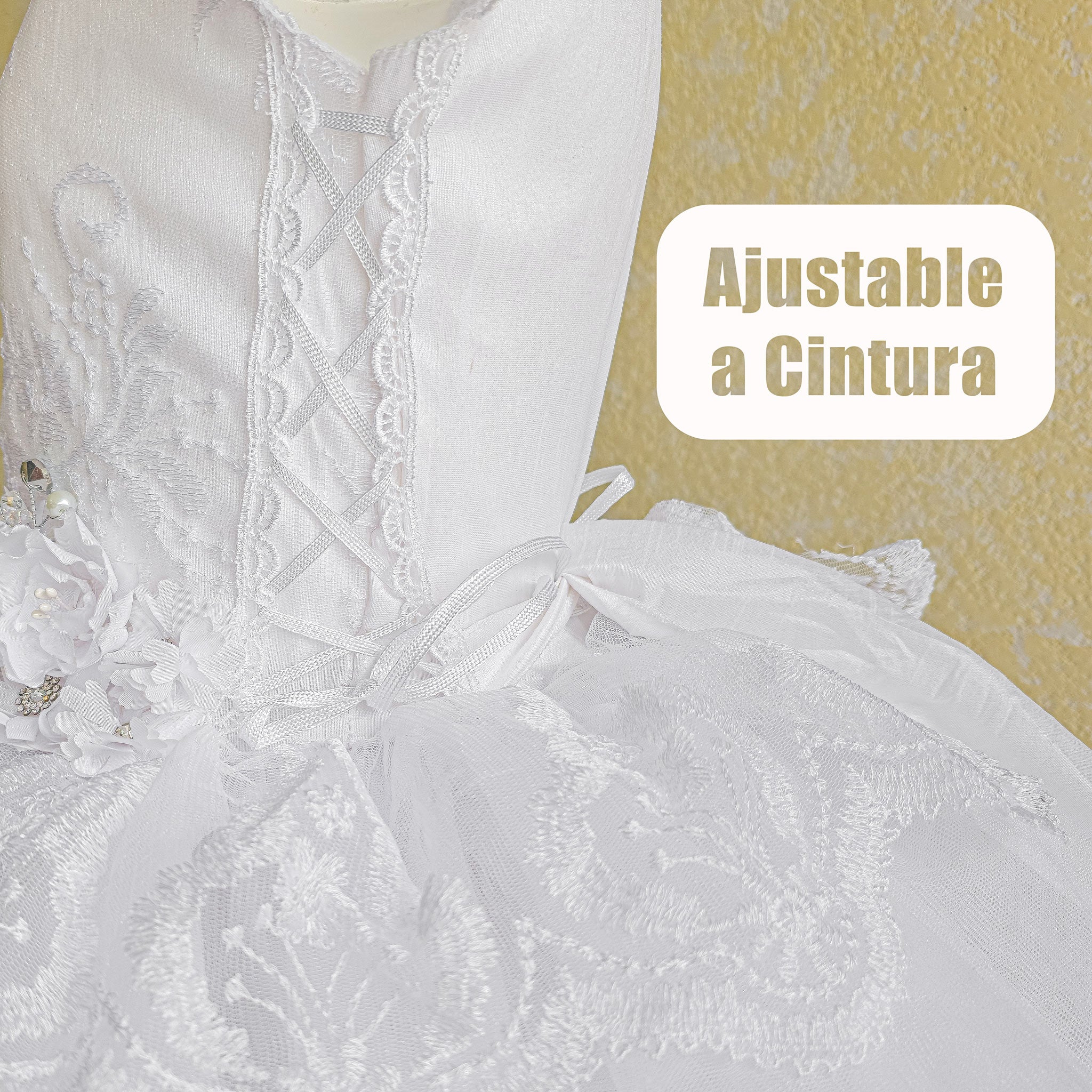 Vestido primera comunión en color blanco modelo perla foto 5